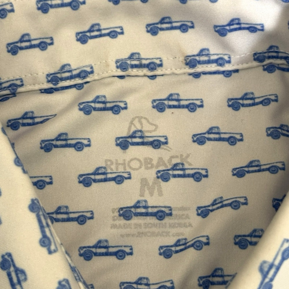 Rhoback M Medium Short Sleeve Polo Shirt Golf Stretch The Truck AOP Trucks Print - Picture 3 of 9